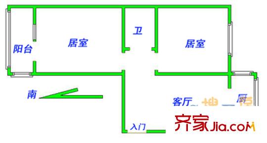 九江里戶型圖戶型圖 2室1廳1衛(wèi)1廚