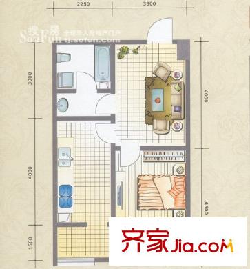 翔宇大廈戶型圖翔宇05戶型 1室1廳1衛(wèi)