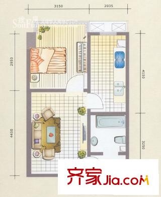 翔宇大廈戶型圖翔宇09戶型 1室1廳1衛(wèi)