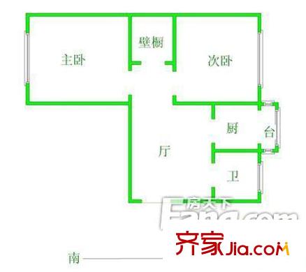 友誼公寓戶型圖戶型圖 2室1廳1衛(wèi)1廚