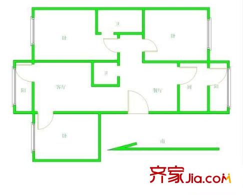 森淼公寓戶型圖戶型圖 3室2廳2衛(wèi)1廚