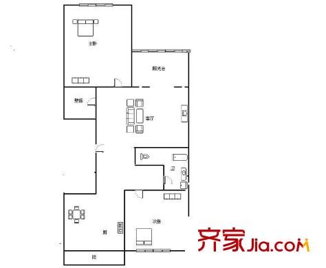 森淼公寓戶型圖戶型圖 2室1廳1衛(wèi)1廚