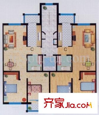 美晨家園戶型圖C 2室1廳1衛(wèi)