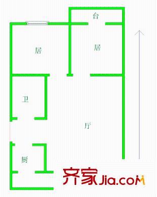 龍濱園戶型圖戶型圖 2室1廳1衛(wèi)1廚