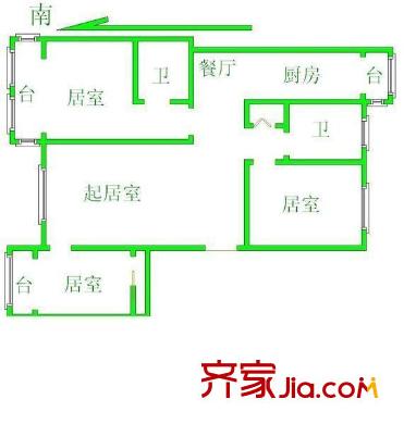 紫桂苑戶型圖戶型圖 3室2廳2衛(wèi)1廚