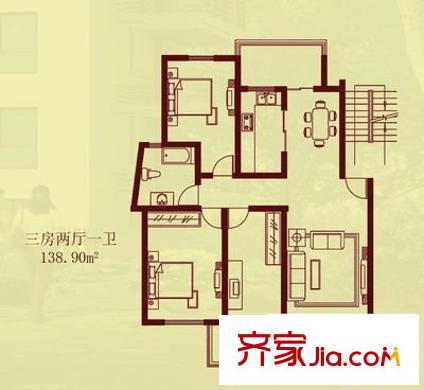 紫桂苑戶型圖 戶型圖 3室2廳2衛(wèi)1廚