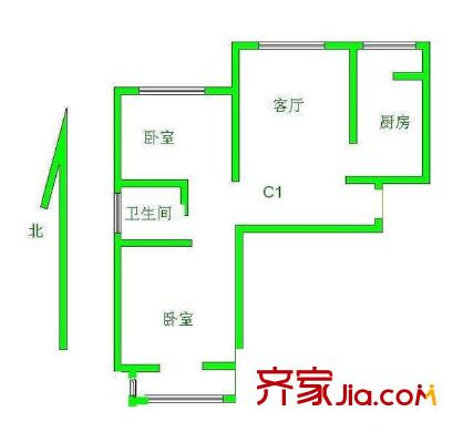 寧澤景苑 戶型圖 2室