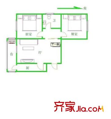 博雅軒戶型圖戶型圖 2室1廳1衛(wèi)1廚