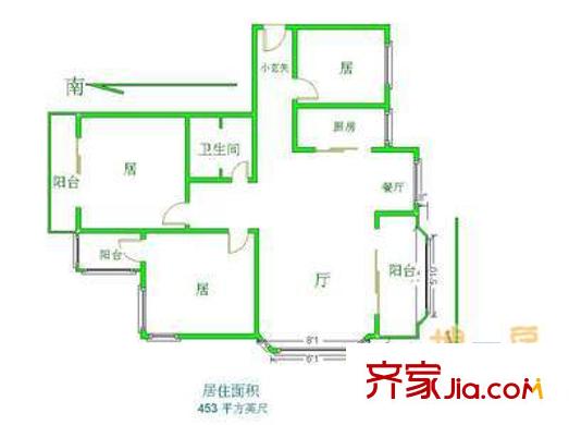 博雅軒戶型圖戶型圖 3室1廳1衛(wèi)1廚