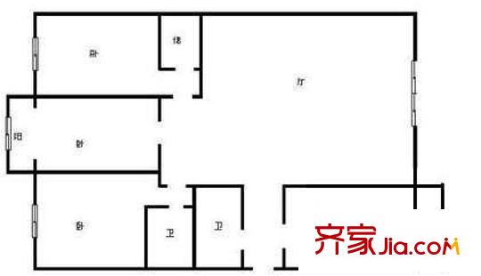 龍德里戶型圖戶型圖 3室1廳2衛(wèi)1廚
