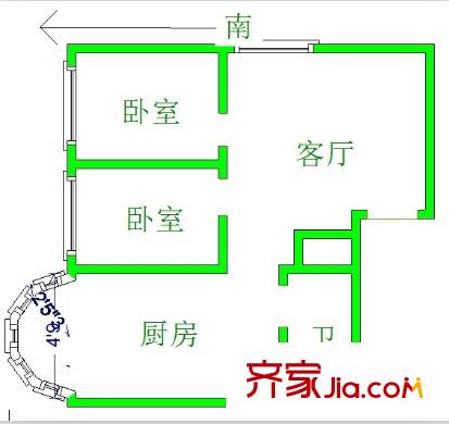 智源里和馨園戶型圖和馨園雙陽(yáng)戶型（西戶） 2室2廳1衛(wèi)1廚