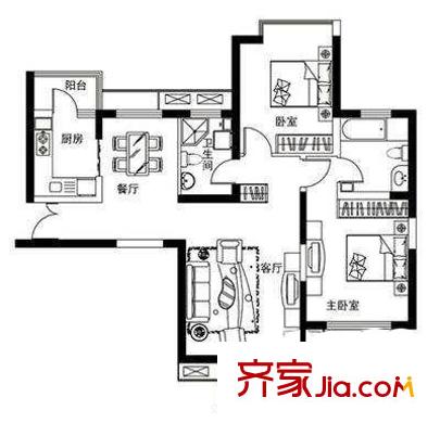 陽光花園戶型圖戶型圖 2室2廳2衛(wèi)1廚