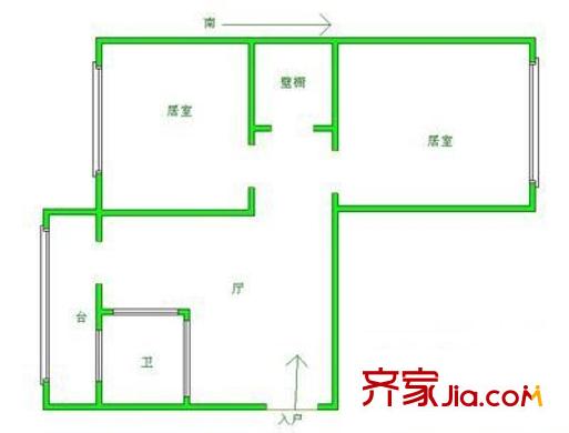 東江南里戶型圖戶型圖 2室1廳1衛(wèi)1廚