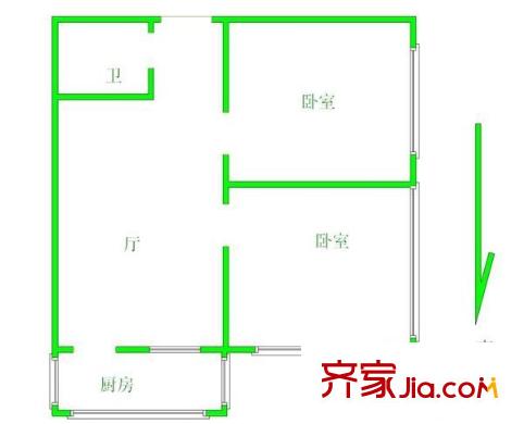 賓水里戶型圖戶型圖 2室1廳1衛(wèi)1廚