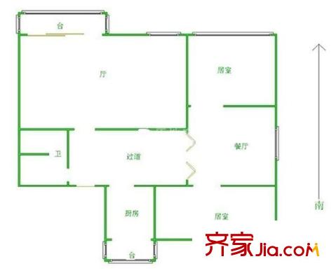 賓水里戶型圖戶型圖 2室2廳1衛(wèi)1廚