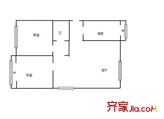 祥和家園戶型圖戶型圖 2室1廳1衛(wèi)1廚