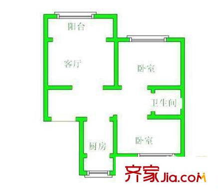 嘉德園戶型圖戶型圖 2室2廳1衛(wèi)1廚