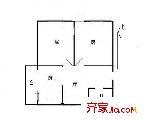 宜白南里戶型圖戶型圖 2室1廳1衛(wèi)1廚