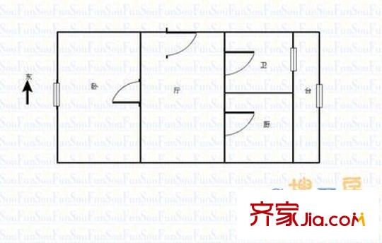 宜白南里戶型圖戶型圖  1室1廳1衛(wèi)1廚