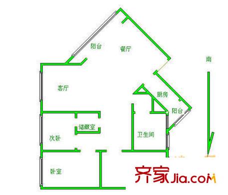 嘉德園戶型圖戶型圖 3室2廳1衛(wèi)1廚
