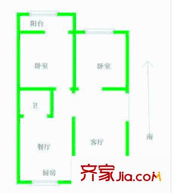 現(xiàn)代花苑 2室 戶型圖
