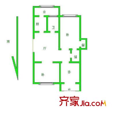 紫金北里戶型圖戶型圖 3室1廳1衛(wèi)1廚
