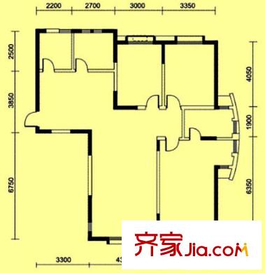 華僑御景灣戶型圖A戶型 3室2廳1衛(wèi)1廚