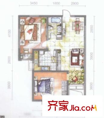 華僑御景灣戶型圖B單元 2室2廳