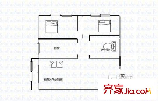 世紀(jì)花園戶型圖世紀(jì)花苑2 2室1廳1衛(wèi)1廚