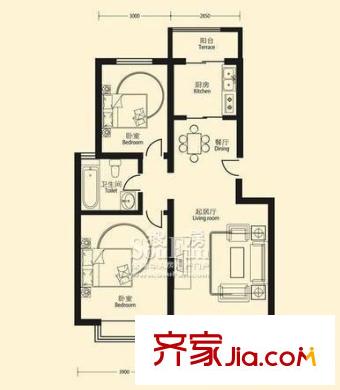 北岸尚城戶型圖戶型圖 2室2廳1衛(wèi)