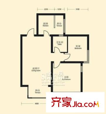 北岸尚城戶型圖戶型圖 2室1廳1衛(wèi)