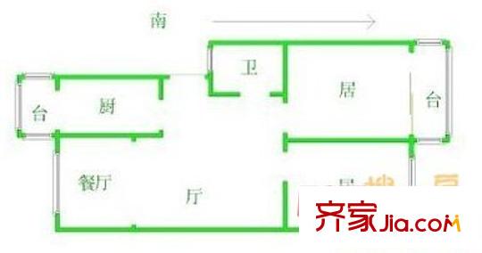 順園公寓戶型圖戶型圖 2室1廳1衛(wèi)1廚
