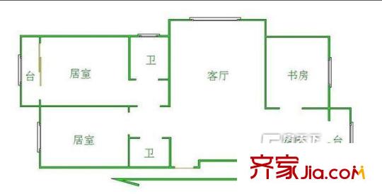 順園公寓戶型圖戶型圖 3室1廳1衛(wèi)1廚