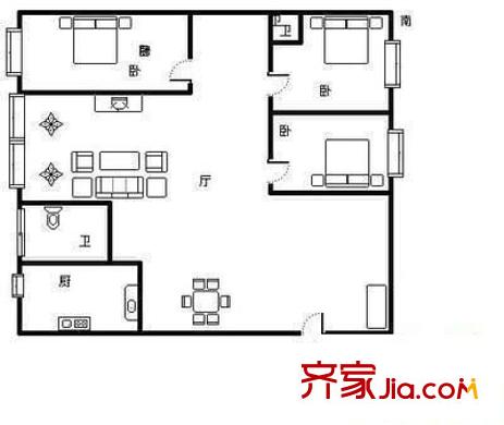 怡園小區(qū)戶型圖戶型圖 3室2廳2衛(wèi)1廚
