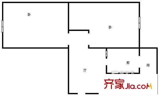 涪江北里戶型圖戶型圖 2室1廳1衛(wèi)1廚