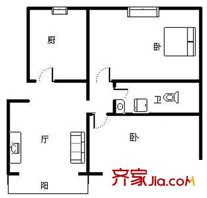 怡園小區(qū)戶型圖戶型圖 2室1廳1衛(wèi)1廚