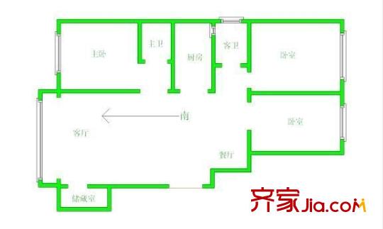 怡園小區(qū)戶型圖戶型圖 3室2廳1衛(wèi)1廚