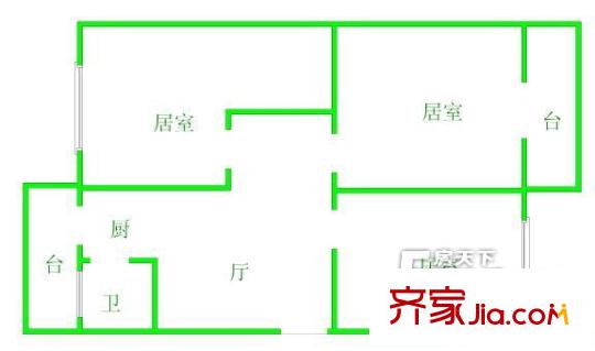 涪江北里戶型圖戶型圖 3室1廳1衛(wèi)1廚
