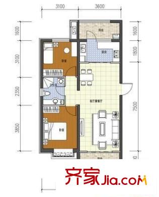 裕興樓 2室 戶型圖