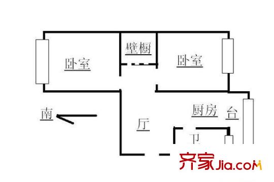 凌研里戶型圖戶型圖 2室1廳1衛(wèi)1廚