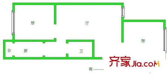 昌源公寓戶型圖戶型圖 2室1廳1衛(wèi)1廚