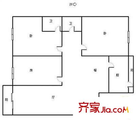 新聞里戶型圖戶型圖 3室2廳2衛(wèi)1廚