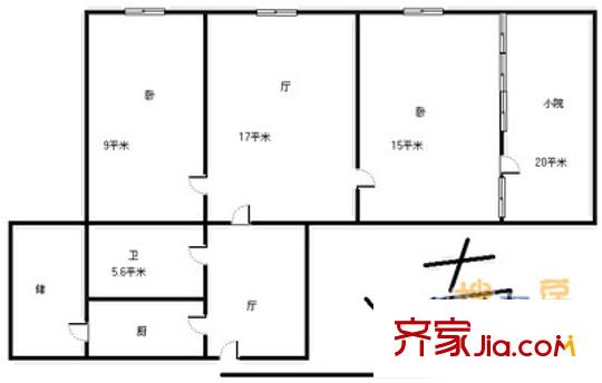 凌研里戶型圖戶型圖 2室1廳1衛(wèi)1廚