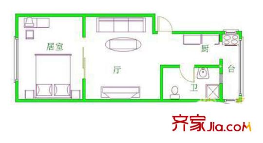 上江花園戶型圖戶型圖 1室1廳1衛(wèi)1廚