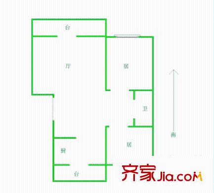 上江花園戶型圖戶型圖 2室1廳1衛(wèi)1廚