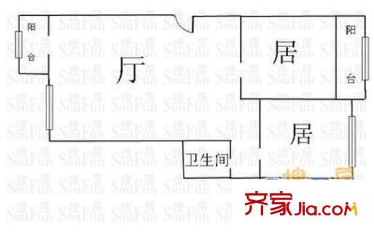 冶金東里戶型圖戶型圖 2室1廳1衛(wèi)1廚