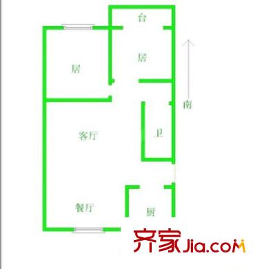 ?？道飸粜蛨D戶型圖 1室1廳1衛(wèi)1廚