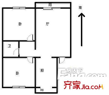 安裕新村戶型圖戶型圖 2室1廳1衛(wèi)1廚