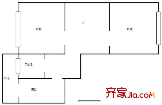 中山門北里戶型圖戶型圖 2室1廳1衛(wèi)1廚
