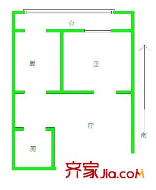 中山門北里 1室 戶型圖